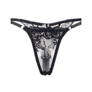 SUBBLIME - CONJUNTO DE 3 PEAS SUTI + TANGA + LIGA ESTAMPADO FLORAL PRETO S/M