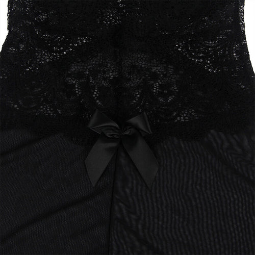 SUBBLIME - BABYDOLL TECIDO DE TULE COM RENDA E DETALHE FLOR PRETO S/M