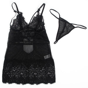 SUBBLIME - BABYDOLL COM ALAS DE RENDA AJUSTVEIS PRETO S/M