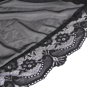 SUBBLIME - ROBE DE TECIDO TRANSPARENTE COM DETALHE DE RENDA PRETO S/M