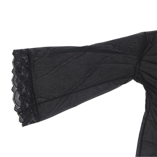 SUBBLIME - ROBE DE TECIDO TRANSPARENTE COM DETALHE DE RENDA PRETO S/M