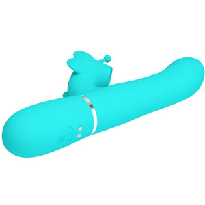 PRETTY LOVE - VIBRADOR COELHO MULTIFUNÇÕES 4 EM 1 BUTTERFLY AQUA VERDE