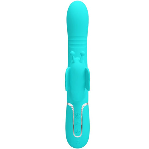 PRETTY LOVE - VIBRADOR COELHO MULTIFUNÇÕES 4 EM 1 BUTTERFLY AQUA VERDE