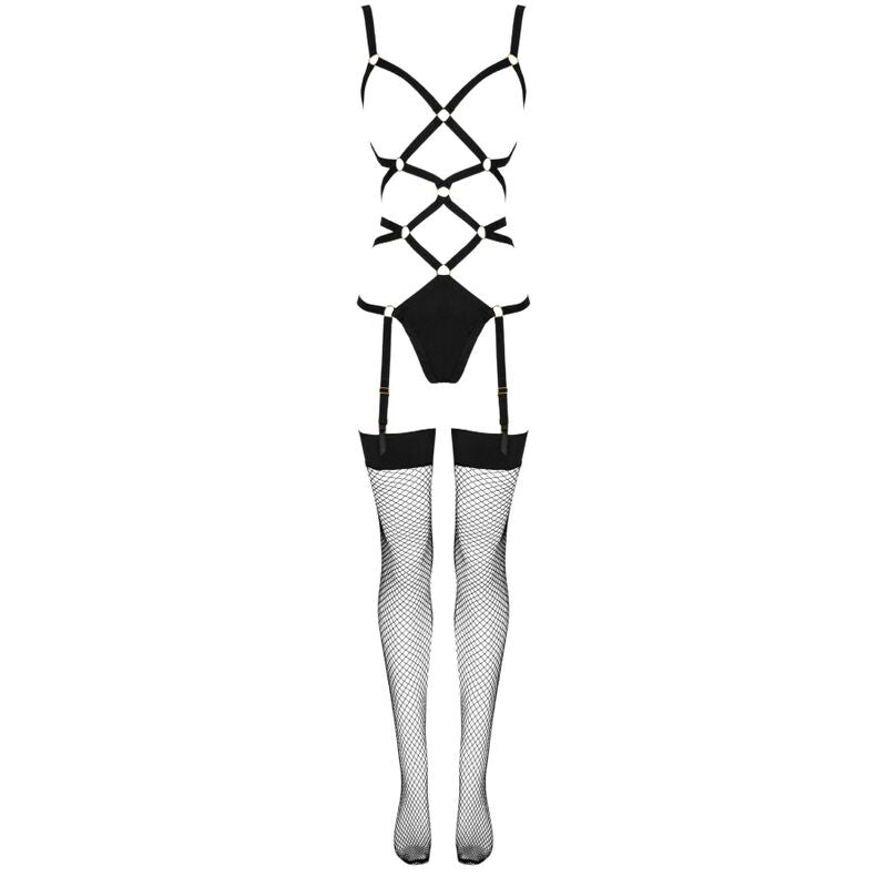 LIVCO CORSETTI FASHION - THIARA LC 20213 CONJUNTO CORPO + MEIAS PRETAS S/M