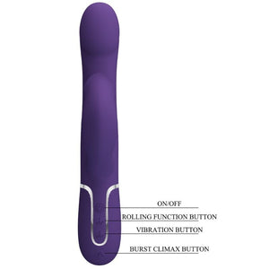 PRETTY LOVE - ZALIN VIBRADOR DE COELHO PÉROLAS 4 EM 1 ROXO