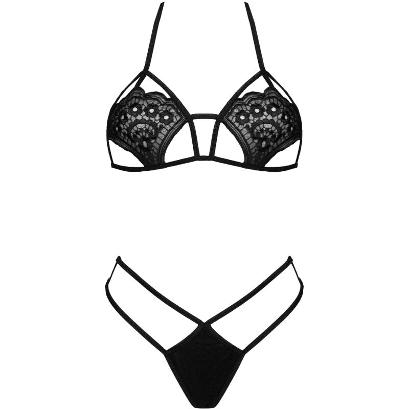 LIVCO CORSETTI FASHION - JIMENA LC 20216 BRA + TANGA PRETO TAMANHO ÚNICO