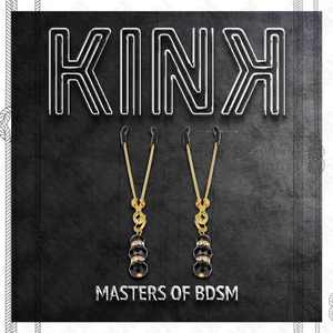 KINK - PINÇAS FINAS DOURADAS COM 3 CONTAS DE VIDRO PRETAS 7 CM