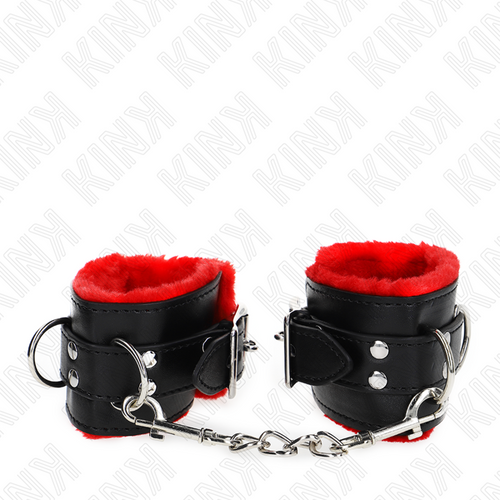 KINK - PULSO FORRO DE PELE COM FUROS QUADRADOS CINTO VERMELHO E PRETO AJUSTÁVEIS 17-29 CM X 6 CM