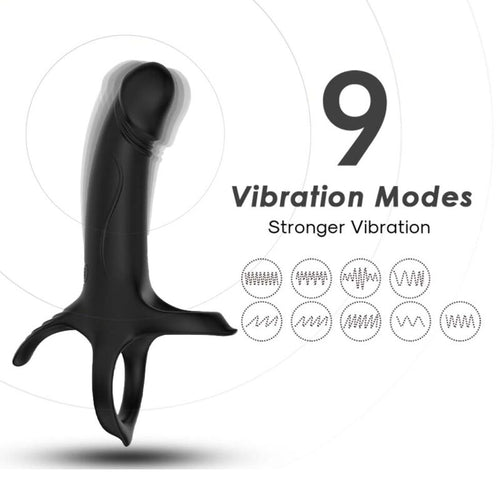 ARMONY - DILDO COM ANEL E VIBRADOR PRETO