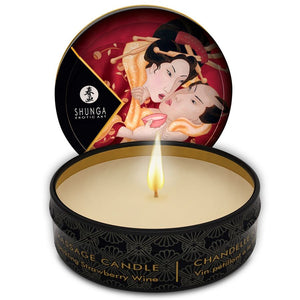 SHUNGA - MINI CARESS POR CANDELIGHT MORANGOS E VELA DE MASSAGEM CAVA 30 ML