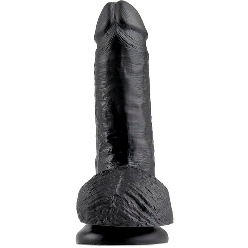 KING COCK - 7 DILDO PRETO COM BOLAS 17.8 CM