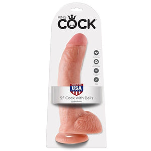 KING COCK - 9 CARNE DE DILDO COM BOLAS 22.9 CM