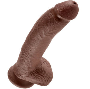 KING COCK - 9 DILDO CASTANHO COM BOLAS 22.9 CM