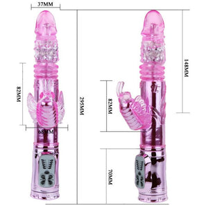 BAILE - VIBRADOR RECARREGVEL COM ROTAO E ESTIMULADOR DE BORBOLETA PULSANTE