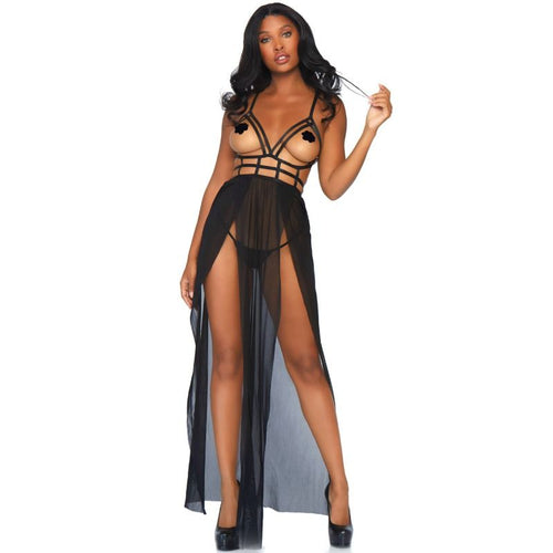 LEG AVENUE - VESTIDO MAXI CAGE E TANGA S/M