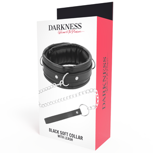 DARKNESS - COLAR DE COURO MACIO COM CORRENTE