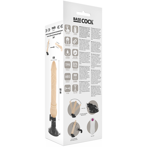 BASECOCK - VIBRADOR DE CONTROLE REMOTO NATURAL REALISTA 19.5 CM -O- 4 CM