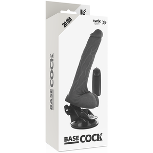 BASECOCK - VIBRADOR DE CONTROLE REMOTO NATURAL REALISTA COM TESTÍCULOS 20 CM -O- 4 CM