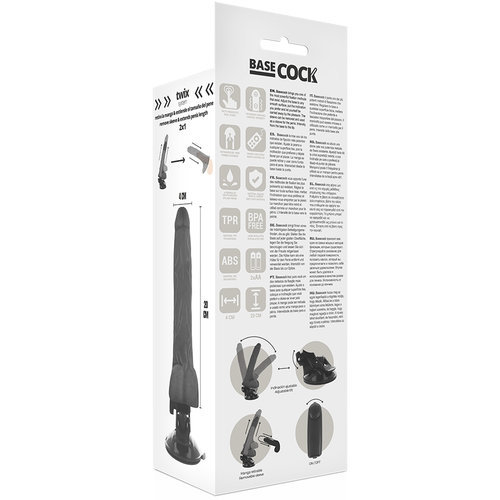 BASECOCK - VIBRADOR DE CONTROLE REMOTO NATURAL REALISTA COM TESTÍCULOS 20 CM -O- 4 CM