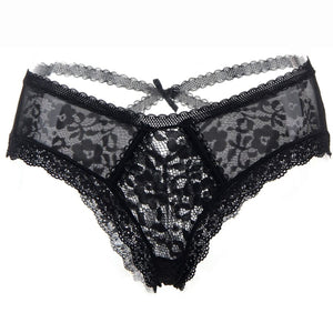 QUEEN LINGERIE - CALCINHA DE RENDA FLORAL S/M