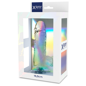 X RAY - DILDO TRANSPARENTE COM BOLAS 15.5 CM -O- 3.5 CM