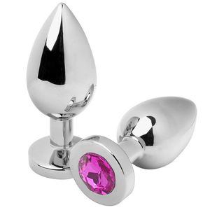 METAL HARD - PLUG ANAL DIAMANTE ROSA MÉDIO 7,62CM