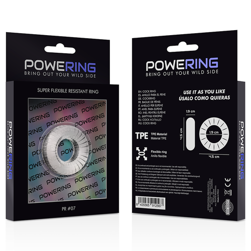 POWERING- ANEL PARA PÊNIS SUPER FLEXÍVEL E RESISTENTE 4,5CM PR07 TRANSPARENTE