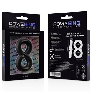 POWERING - ANEL PARA PÉNIS E TESTÍCULOS SUPER FLEXÍVEL E RESISTENTE PR12 PRETO